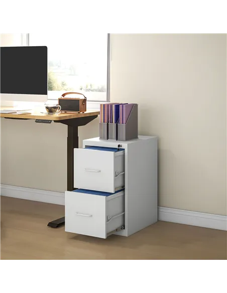 HOMCOM Two-Drawer Modern Steel Filing Cabinet - Cream