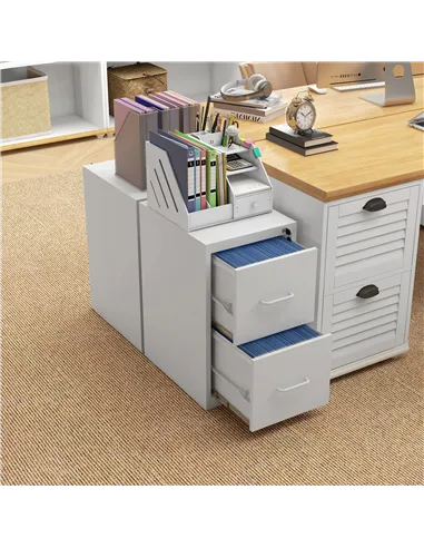 HOMCOM Two-Drawer Modern Steel Filing Cabinet - Cream