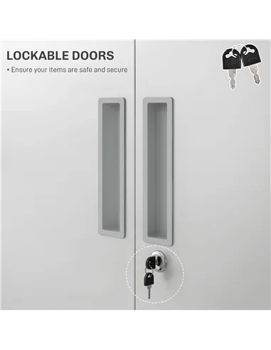 HOMCOM Five Shelf Lockable Steel Office Cabinet - White