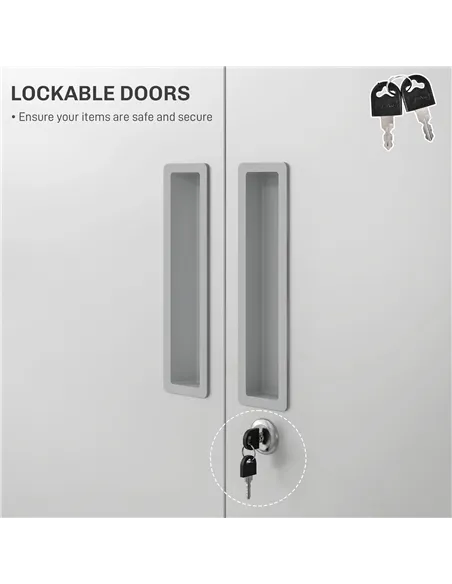 HOMCOM Five Shelf Lockable Steel Office Cabinet - White