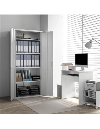 HOMCOM Five Shelf Lockable Steel Office Cabinet - White