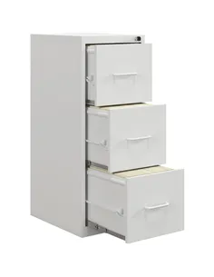 HOMCOM Three-Drawer Modern Steel Filing Cabinet - Cream