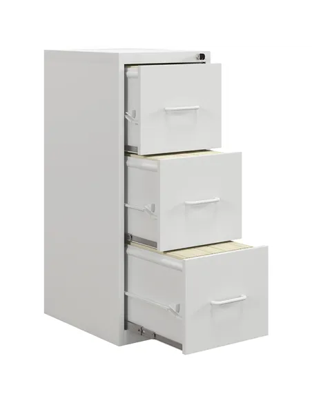 HOMCOM Three-Drawer Modern Steel Filing Cabinet - Cream