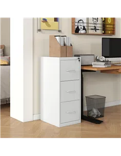 HOMCOM Three-Drawer Modern Steel Filing Cabinet - Cream 2