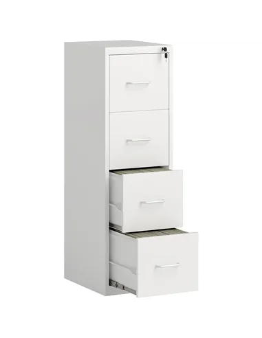 HOMCOM Four-Drawer Modern Steel Filing Cabinet - White