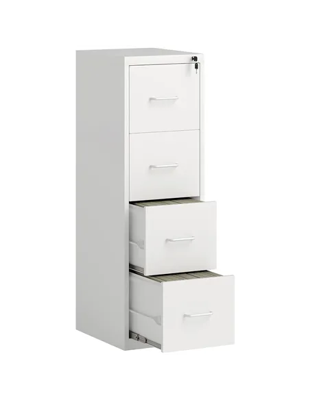 HOMCOM Four-Drawer Modern Steel Filing Cabinet - White