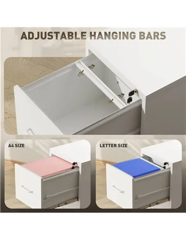 HOMCOM Four-Drawer Modern Steel Filing Cabinet - White