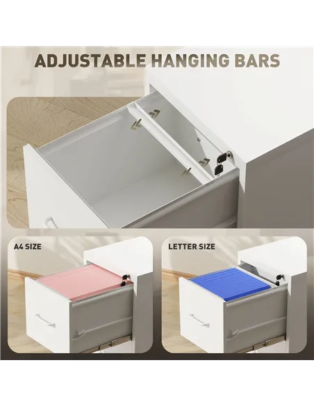 HOMCOM Four-Drawer Modern Steel Filing Cabinet - White