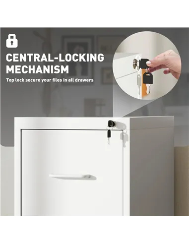 HOMCOM Four-Drawer Modern Steel Filing Cabinet - White