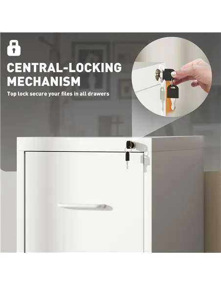 HOMCOM Four-Drawer Modern Steel Filing Cabinet - White