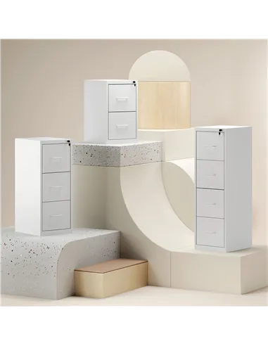 HOMCOM Four-Drawer Modern Steel Filing Cabinet - White