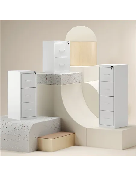 HOMCOM Four-Drawer Modern Steel Filing Cabinet - White