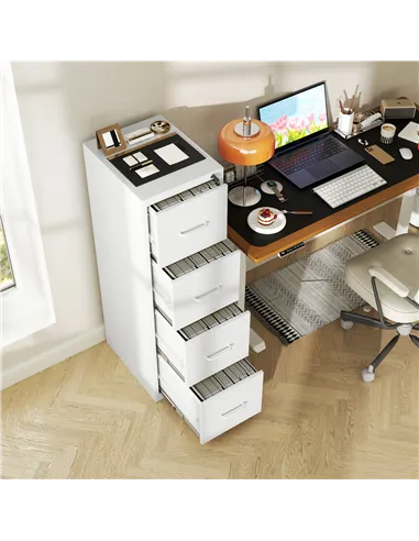 HOMCOM Four-Drawer Modern Steel Filing Cabinet - White