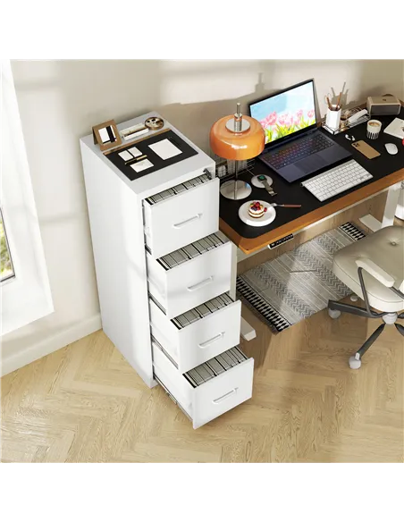 HOMCOM Four-Drawer Modern Steel Filing Cabinet - White