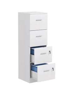 HOMCOM Four-Drawer Lockable Filing Cabinet - White Wood Effect