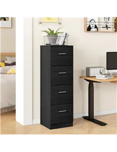HOMCOM Four-Drawer Lockable Filing Cabinet - Black Wood Effect 2