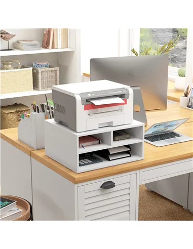 HOMCOM Three-Compartment Printer Storage Cabinet - White