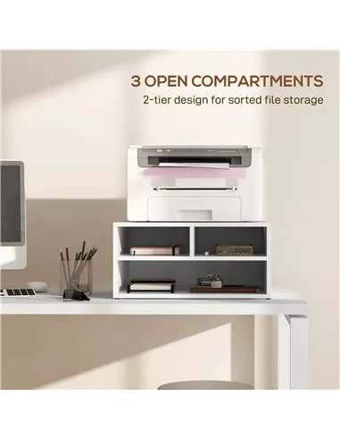 HOMCOM Three-Compartment Printer Storage Cabinet - White