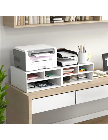 HOMCOM Three-Compartment Printer Storage Cabinet - White