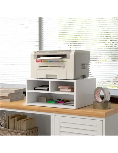 HOMCOM Three-Compartment Printer Storage Cabinet - White