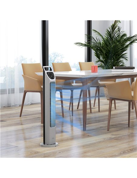 HOMCOM 31" Oscillating Tower Fan with Remote Control, 4H Timer, 3 Speed 3 Modes, Quiet Electric Floor Standing Fan for Home Bedr