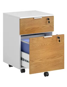HOMCOM Two-Drawer Lockable Filing Cabinet - Wood Effect