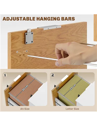 HOMCOM Two-Drawer Lockable Filing Cabinet - Wood Effect