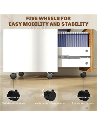 HOMCOM Two-Drawer Lockable Filing Cabinet - Wood Effect