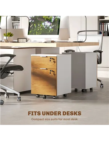 HOMCOM Two-Drawer Lockable Filing Cabinet - Wood Effect