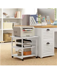HOMCOM Three-Tier Steel Printer Stand, with Wheels - White 2