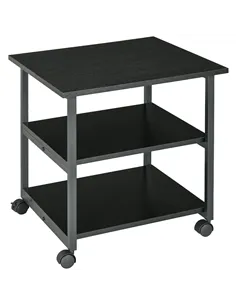 HOMCOM Three-Tier Steel Printer Stand, with Wheels - Black