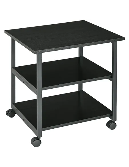 HOMCOM Three-Tier Steel Printer Stand, with Wheels - Black