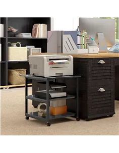 HOMCOM Three-Tier Steel Printer Stand, with Wheels - Black 2