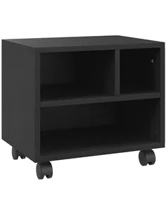 HOMCOM Three-Compartment Printer Cabinet, with Wheels - Black