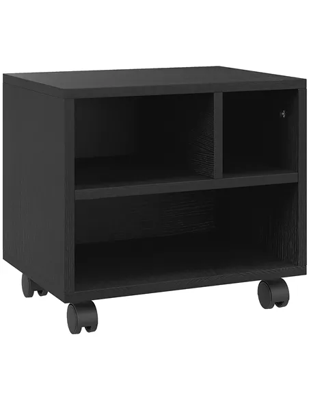 HOMCOM Three-Compartment Printer Cabinet, with Wheels - Black