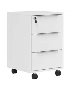 HOMCOM Three-Drawer Locking Filing Cabinet - White