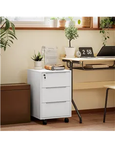 HOMCOM Three-Drawer Locking Filing Cabinet - White 2