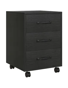 HOMCOM 3 Drawer File Cabinet, Mobile Filing Cabinet on Wheels for Home Office, Study, Black