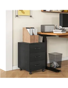 HOMCOM 3 Drawer File Cabinet, Mobile Filing Cabinet on Wheels for Home Office, Study, Black 2