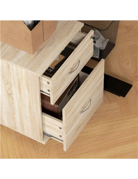 HOMCOM Two Drawer Lockable Filing Cabinet - Wood-Effect