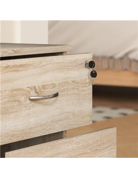 HOMCOM Two Drawer Lockable Filing Cabinet - Wood-Effect