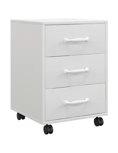HOMCOM 3 Drawer File Cabinet, Mobile Filing Cabinet on Wheels for Home Office, Study, White