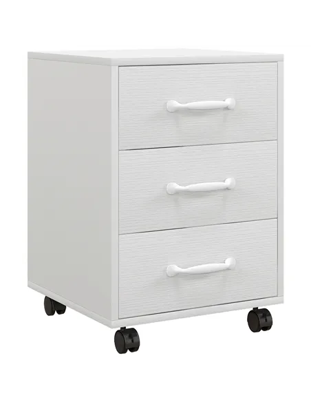 HOMCOM 3 Drawer File Cabinet, Mobile Filing Cabinet on Wheels for Home Office, Study, White