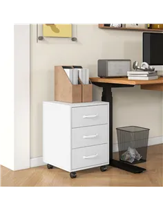 HOMCOM 3 Drawer File Cabinet, Mobile Filing Cabinet on Wheels for Home Office, Study, White 2
