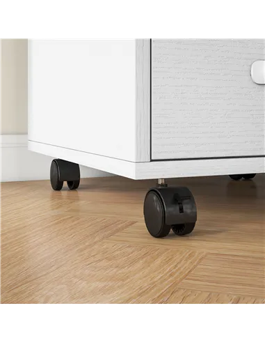 HOMCOM 3 Drawer File Cabinet, Mobile Filing Cabinet on Wheels for Home Office, Study, White