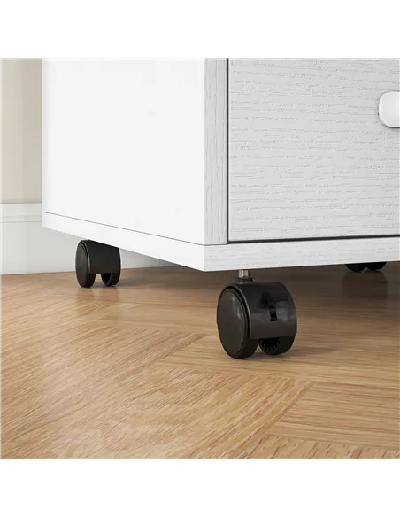 HOMCOM 3 Drawer File Cabinet, Mobile Filing Cabinet on Wheels for Home Office, Study, White