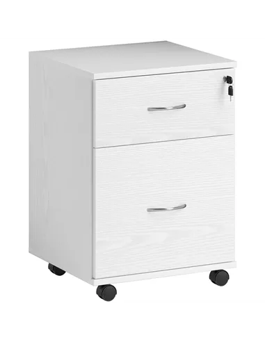 HOMCOM Two Drawer Lockable Filing Cabinet - White Wood Grain