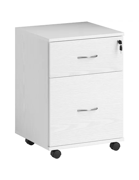 HOMCOM Two Drawer Lockable Filing Cabinet - White Wood Grain
