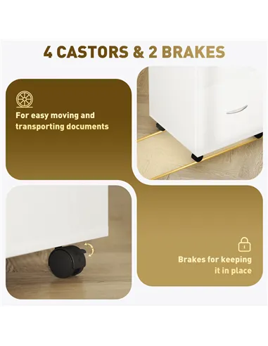 HOMCOM Two Drawer Lockable Filing Cabinet - White Wood Grain