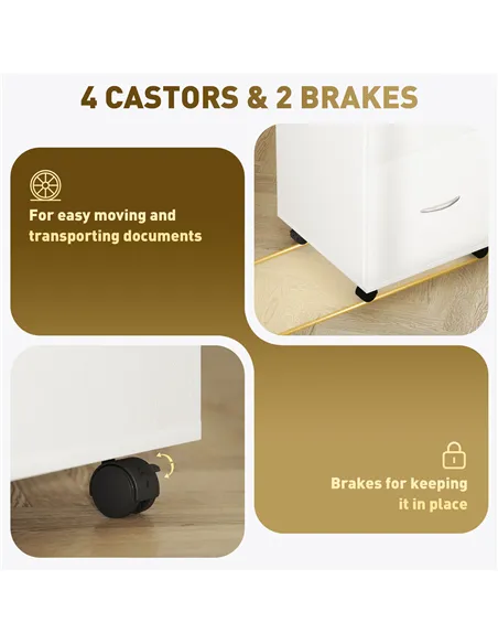 HOMCOM Two Drawer Lockable Filing Cabinet - White Wood Grain